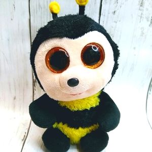 TY Beanie Boos "Buzby" Bee 7" Black Yellow Glitter Wings Eyes Stuffie Plush